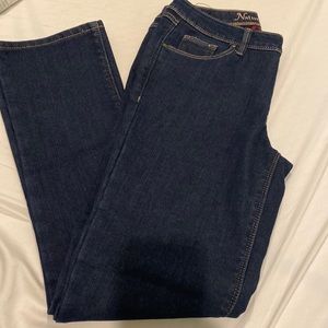 Size 4 natural reflections jeans. Dark blue jeans. Plaid fleece lining.